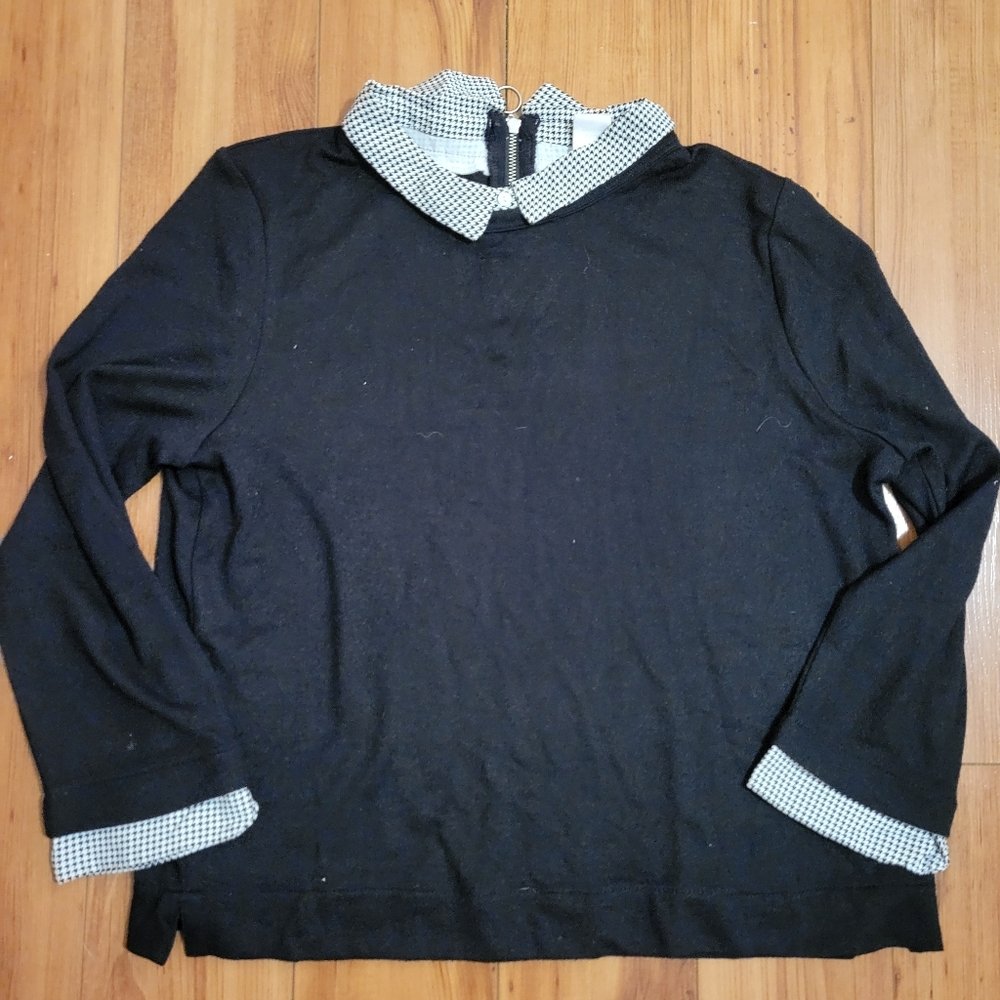 Twik Black Sweater with Checkered Accents